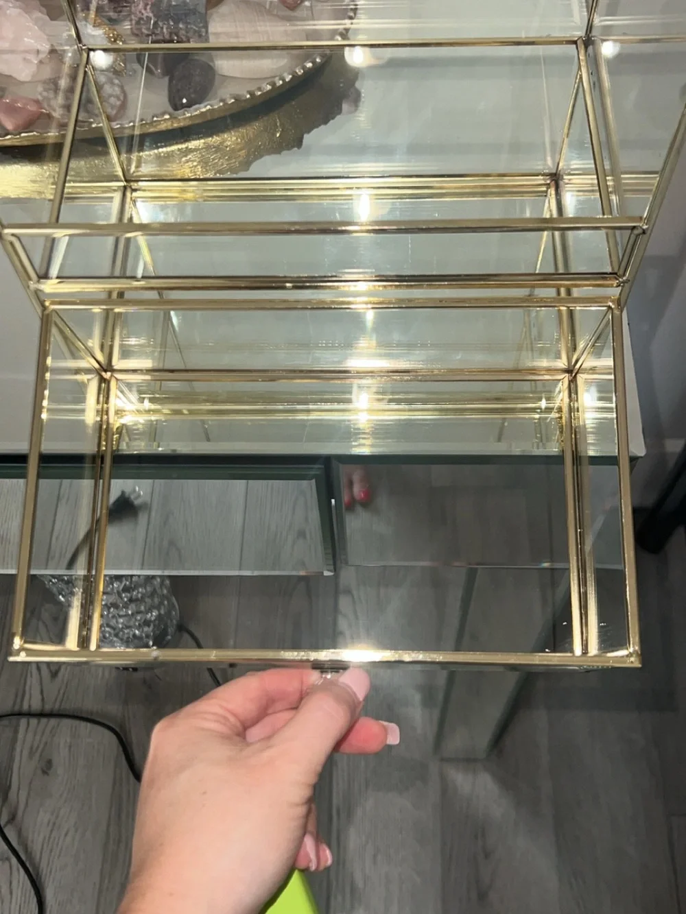 Gold Glass JDisplay Case with Drawer